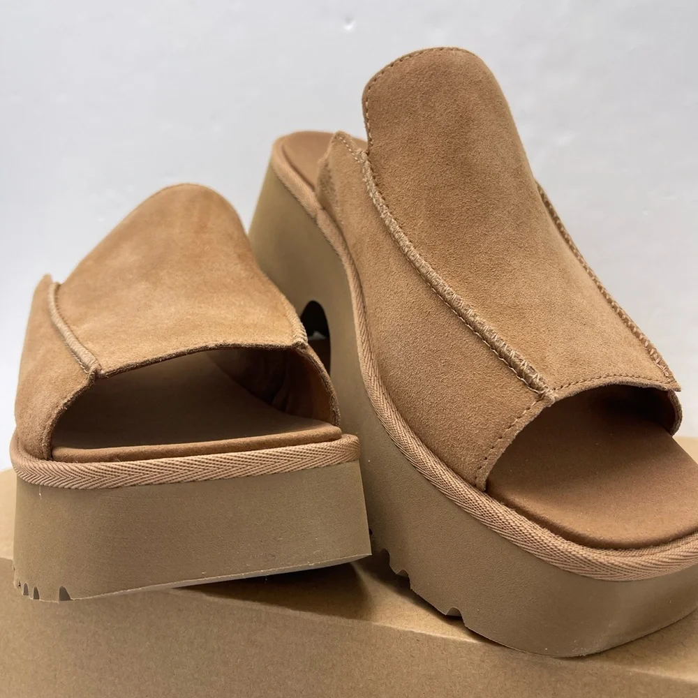UGG Platform Slide Mules Sandals W / 1167476 W NEW HEIGHTS SLIDE Chestnut
